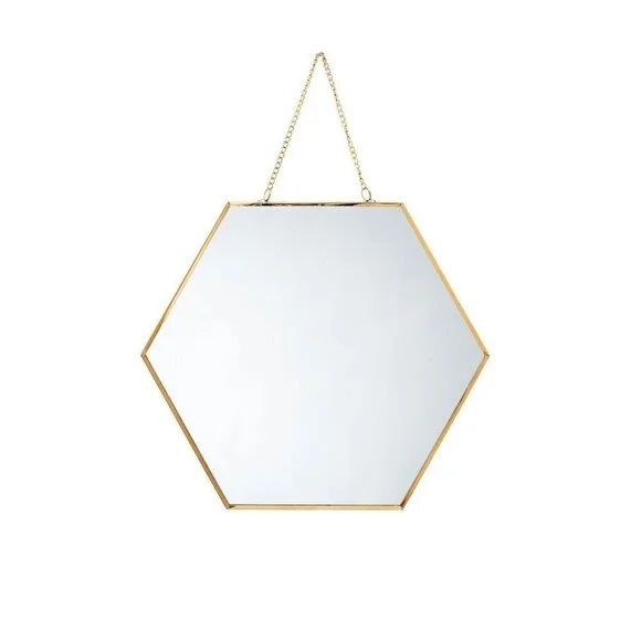 WILD Sage Boho Hexagon Gold Wall Mirrors With Chains 3 Pack - Picture 4 of 5